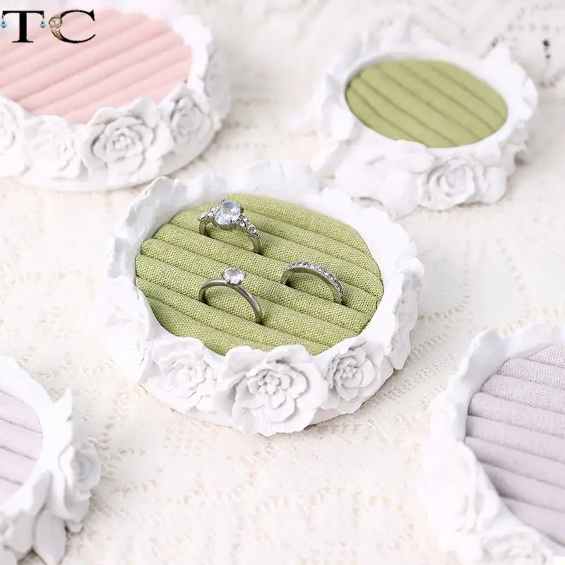 Resin Jewelry Tray with Intricate Carvings and A Linen Lining Perfect for Storing Rings Earrings and Other Jewelry