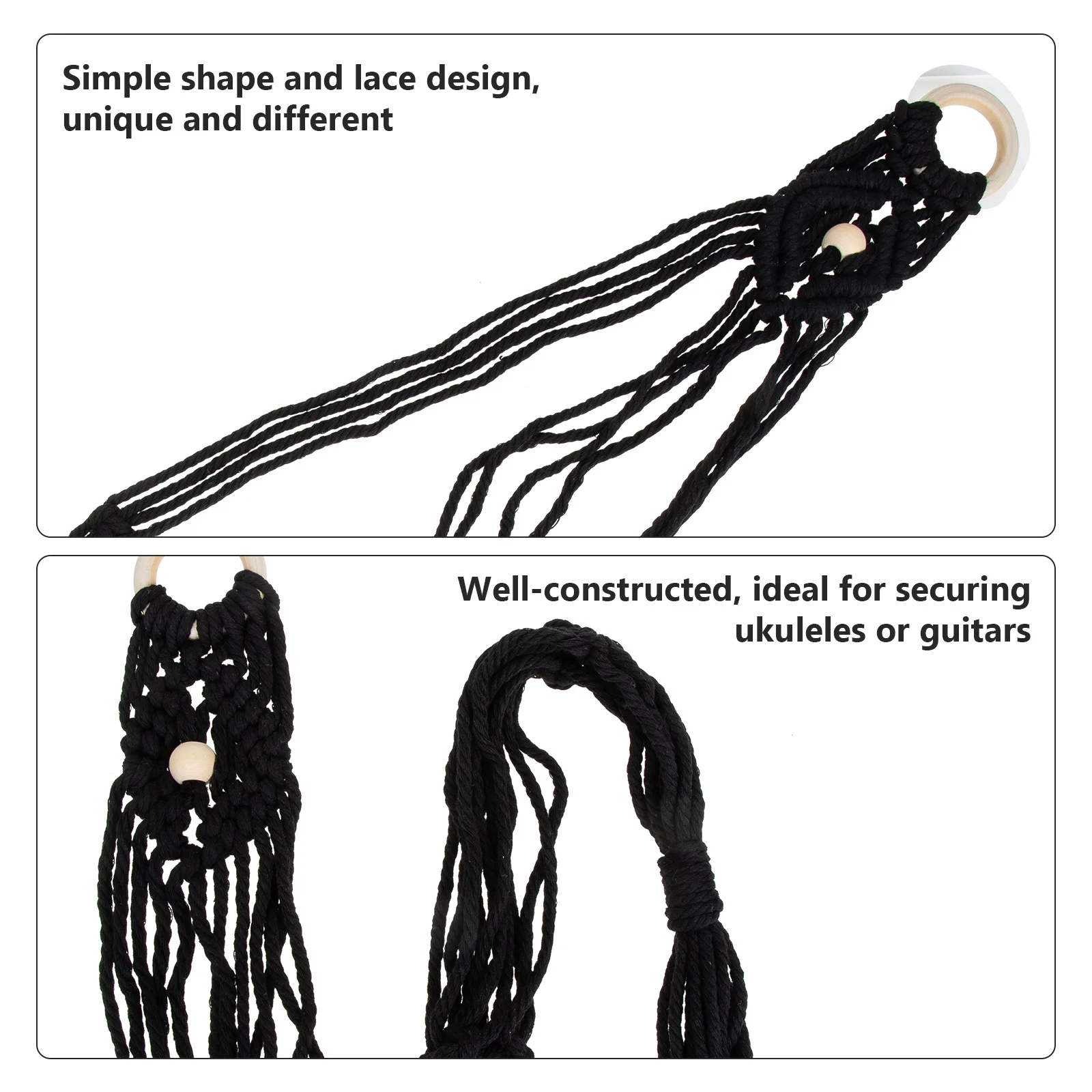 

Macrame Ukulele Hanger Handcrafted Woven Guitar Wall Mount Stable Wall Storage Holder for Home Banquet Macrame Ukulele Hanger