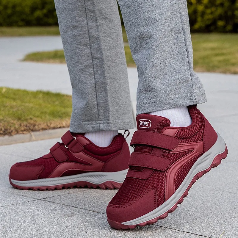 Zapatillas de tenis para hombre y mujer, zapatos para diabéticos con gancho y bucle, zapatos cómodos para caminar para personas mayores, mocasines para papá, zapatos para correr ligeros con retazos
