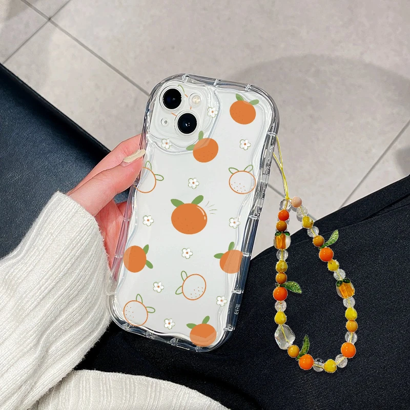 Chain Orange Fruit Leaf Case for Xiaomi Redmi Note 12 11 8 9 13 Pro 5G 11s 10s 12s 4G 10 9s TPU Phone Cover Cases Persimmon