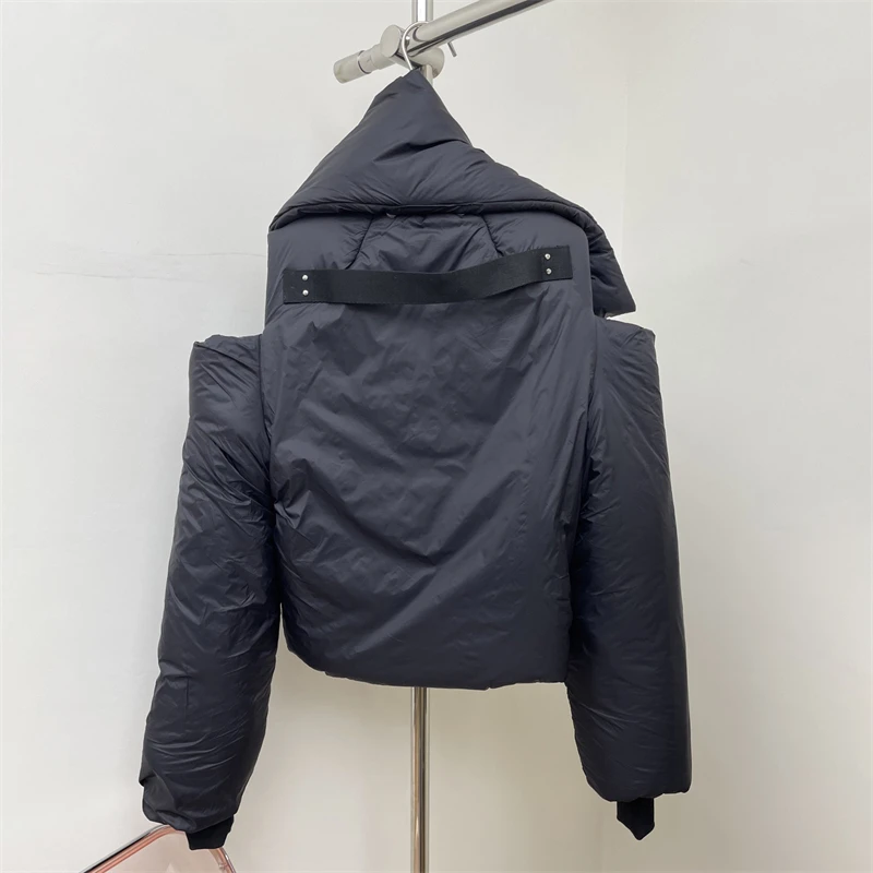 Veste en coton avec écharpe détachable pour femme, manteau de haute qualité, Style foncé, fermeture éclair sur les épaules, manches longues, nouvelle collection hiver