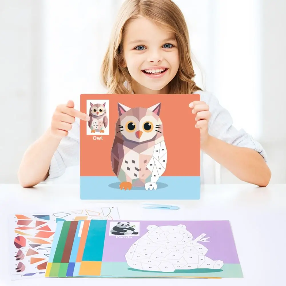 Papier de jeu d'entraînement, autocollants géométriques 3D, livres faits à la main, Kit de matériel de pâte Montessori, livre d'autocollants d'animaux éducatifs mignons
