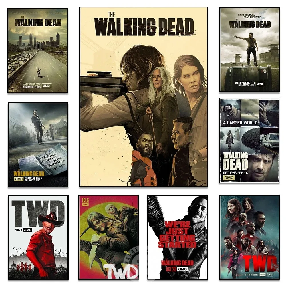 Póster de The Walking Dead, impresiones clásicas de la serie de televisión, cómic de terror TWD, cuadro artístico de pared, pintura en lienzo, decoración del hogar para habitación