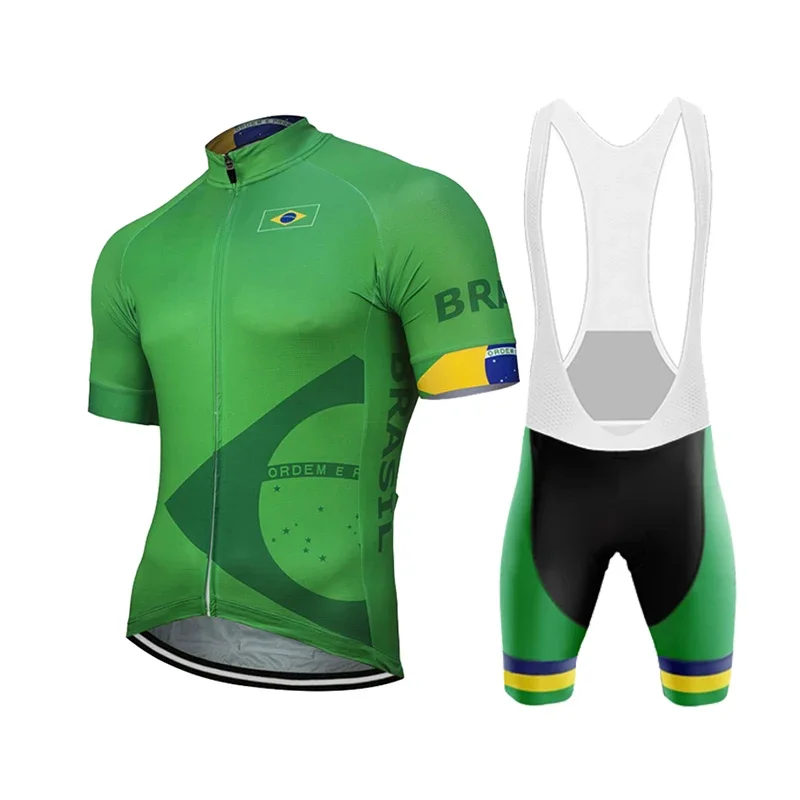 2021 Brazil New Cycling Team Jersey Bike Shorts Bib Set Ropa Ciclismo MenS MTB Shirt Summer Bicycling Maillot Bottom Clothing