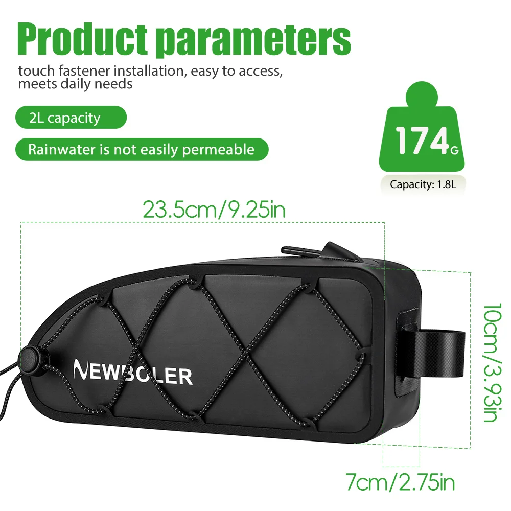 NEWBOLER Fahrradtasche Wasserdichte Reflektierende Vordere Oberrohr-Tasche Fahrradtasche mit Großer Kapazität MTB Rennrad Zubehör – Detail 2