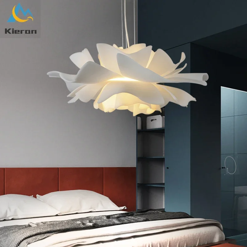 Nordic Modern Simple LED Chandelier Bedroom Restaurant Study Brights Acrylic Pendant Light Living Room Decor Flower Pendant Lamp