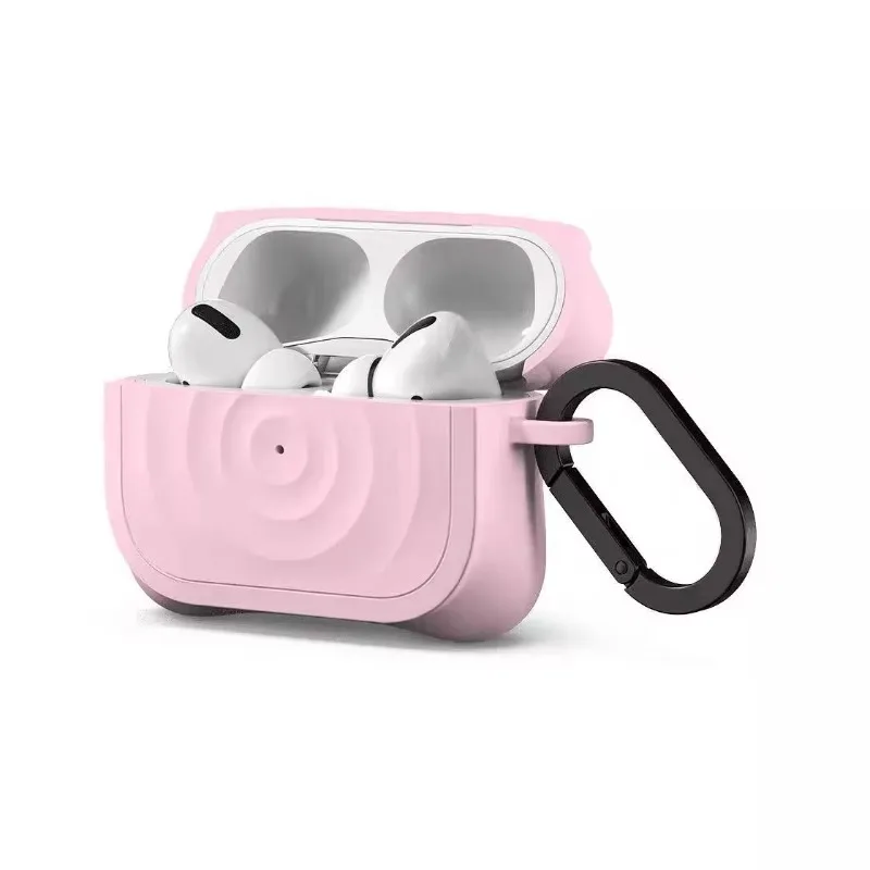 Funda de silicona ondulada blanca, rosa, azul y verde para AirPods 3 Pro Pro2, funda para auriculares con gancho