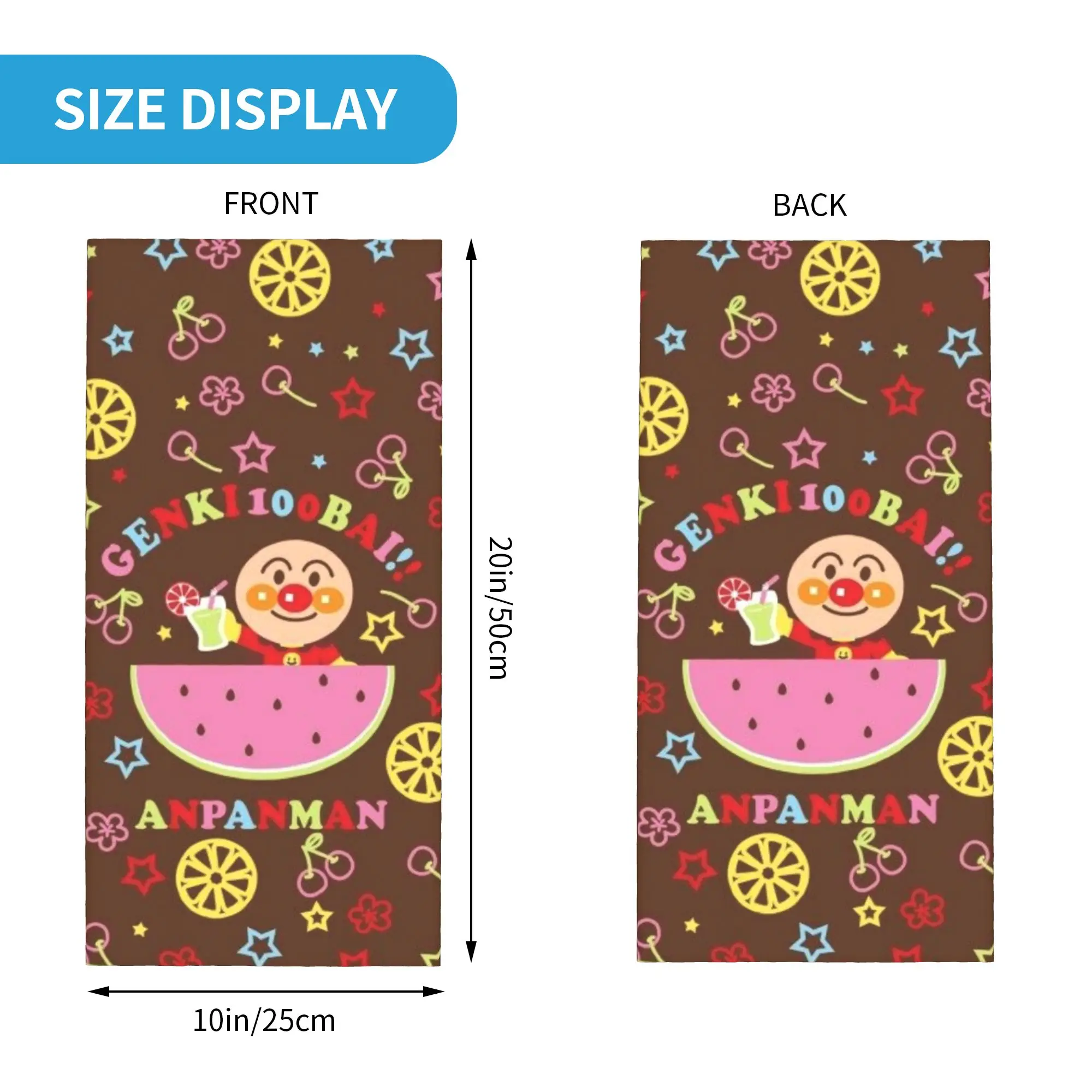 Round Cartoon Characters (3) Bandana  Cover Club Anpanman  Wrap Scarf   Multi-use  Adult Breathable Neckerchief