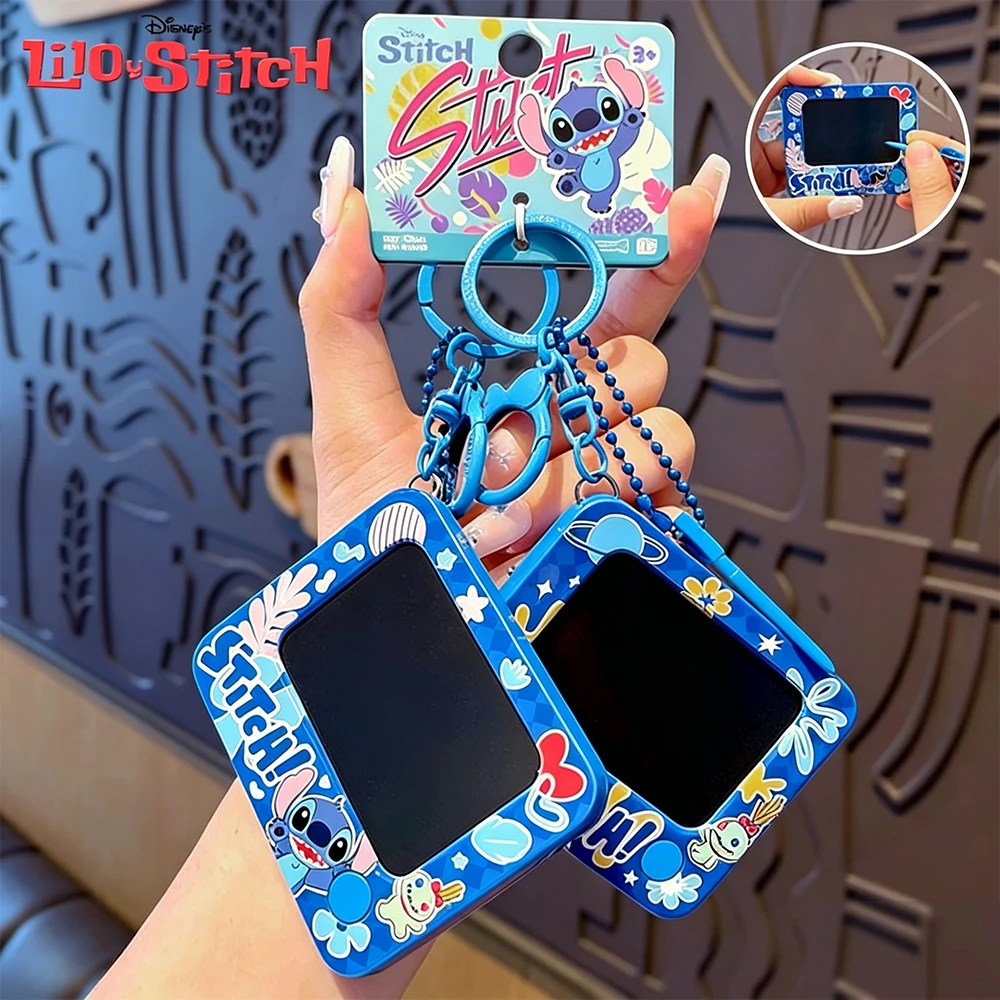 Llavero de dibujo reutilizable de Lilo & Stitch, original de Disney, con borrado de un clic, para decoración de mochilas y llaves