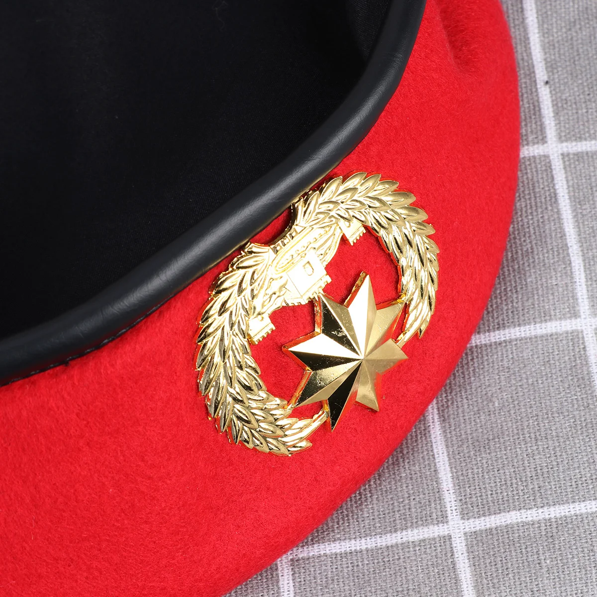 Red Sailor Hat Stage Show Square Dancing Woolen Beret ( Pointed Star)