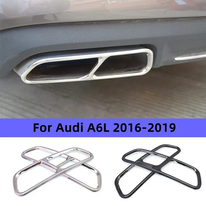 For Audi A6 2016-2019 Car Muffler Exhaust Pipe Decorative Sticker Tail Throat Pipe Trim Cover Car Styling Accessories