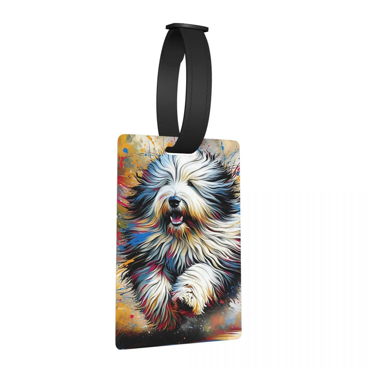 

Old English Sheepdog Dog Portrait Acrylic Luggage Tags Suitcase Travel Cute Baggage Boarding Tag Label Holder ID Name Address