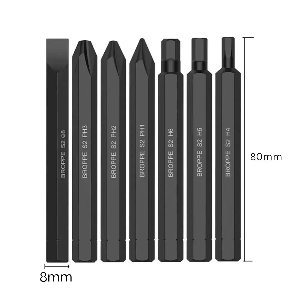 8mm Shank Impact Screwdriver Bit Set 36/80mm Strong Magnetic Hex Phillips Slotted Head S2 Alloy Steel