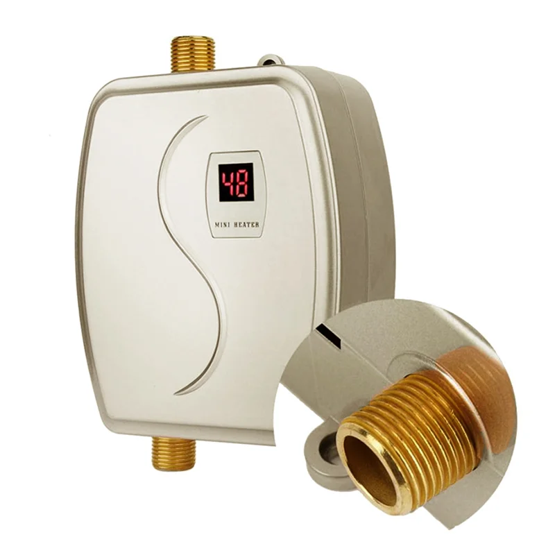 ABJN-Mini calentador de agua, calentador de agua caliente eléctrico instantáneo sin tanque de 110V, calentador de agua caliente eléctrico 3000W, enchufe estadounidense