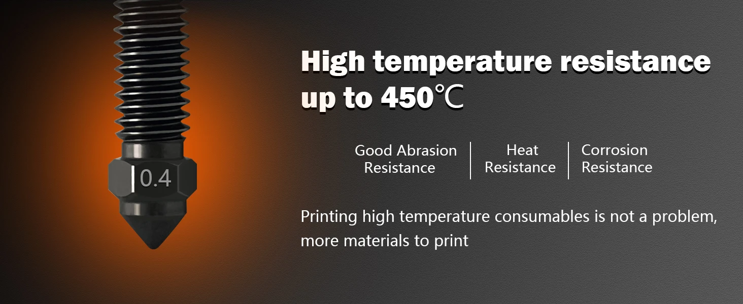 Gehärtete Edelstahl-Düse Hochtemperatur-Spitzdüse Hoher Durchfluss Verschleißfest Hotend Elegoo Centauri Carbon/CC/CC2 3D-Drucker – Detail 3