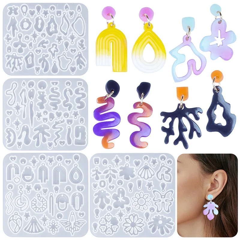DIY Alien-shaped Earrings Epoxy Resin Mold Handmade Geometrical Jewelry Necklace Pendant Drop Earring Silicone Mold Plaster Mold