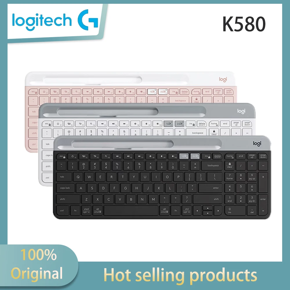 Logitech fashion series K580 wireless Bluetooth keyboard, 101 key office keyboard, portable ultra-thin laptop keyboard, tablet k