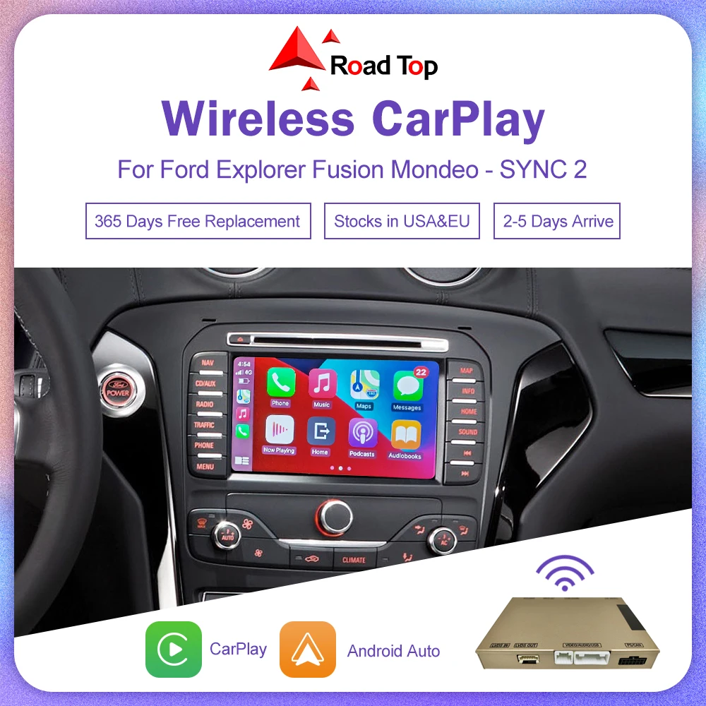 Wireless CarPlay for Ford Explorer Fusion Mondeo, Sync 2 with Android Auto Mirror Link AirPlay Car Player USB Cameras Functions