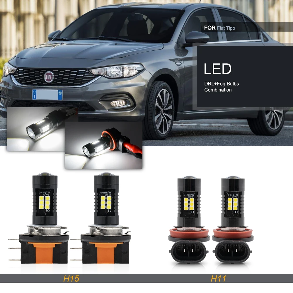 Se adapta a Fiat Tipo 356 357 Fiat Egea 2015 2016 2017-2023 Canbus LED blanco parachoques conducción DRL/estacionamiento bombillas de luz antiniebla reemplazo