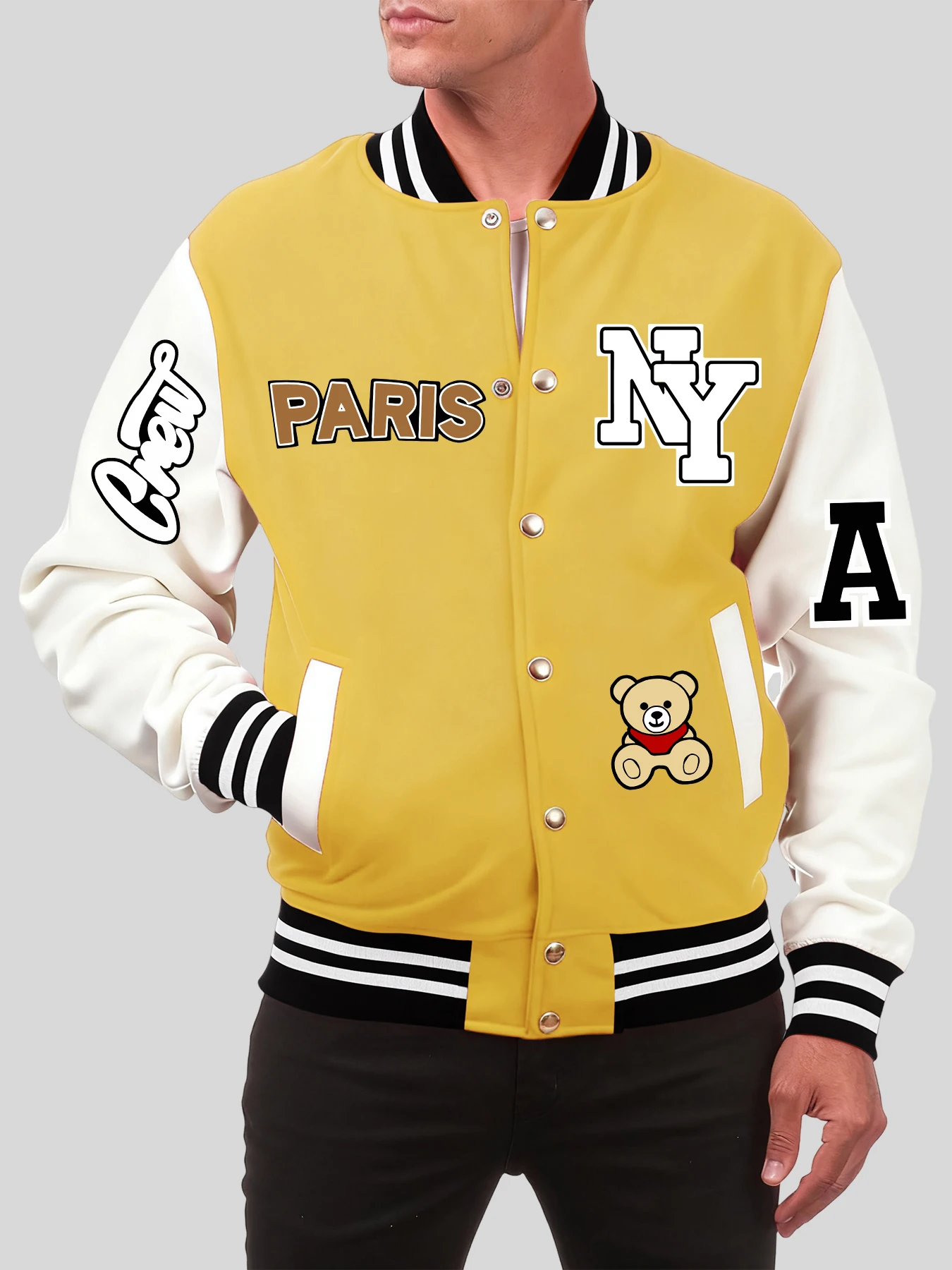 

Мужская куртка с принтом New York Paris Are Both Dream Cities, осенняя хлопковая одежда, повседневная удобная бейсбольная форма, свободная спортивная одежда