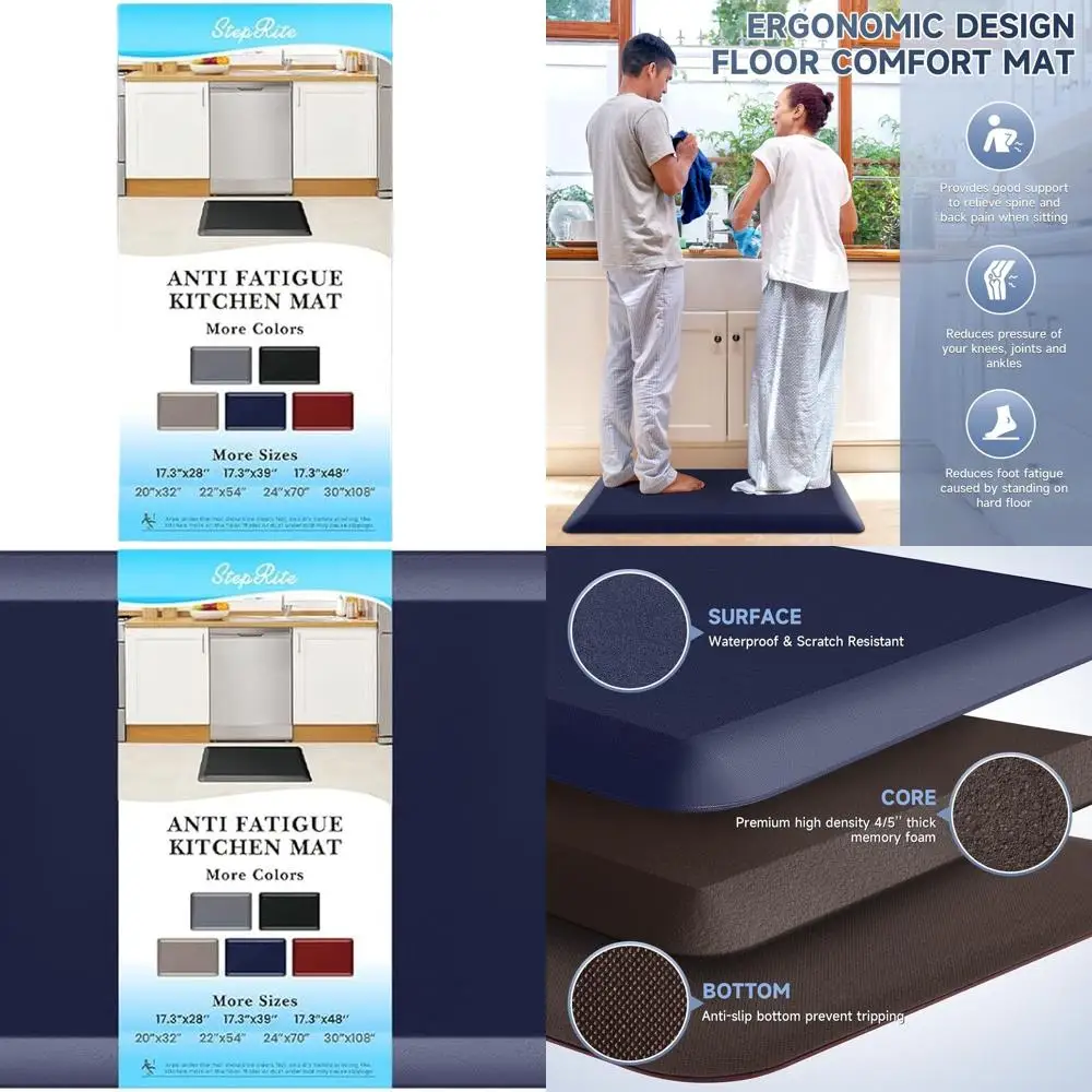 

Thick Non-Slip Stain-Resistant Waterproof Anti-Fatigue Kitchen Mat for Home and Office, Blue, 70x24