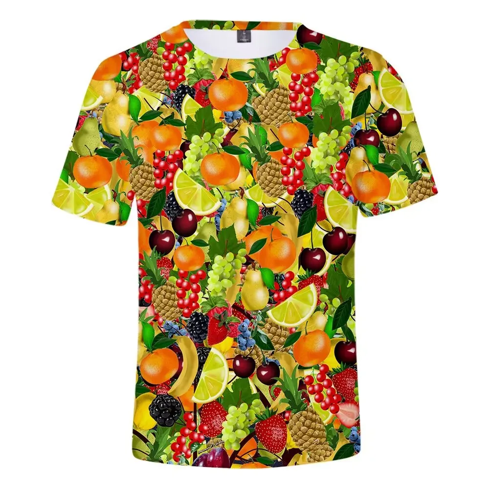 Summer Personality Fruit Riotous Men'S Hd T-Shirt Fashion Hip Hop Short Sleeve Top Abstract Harajuku Creative Quality Clothing