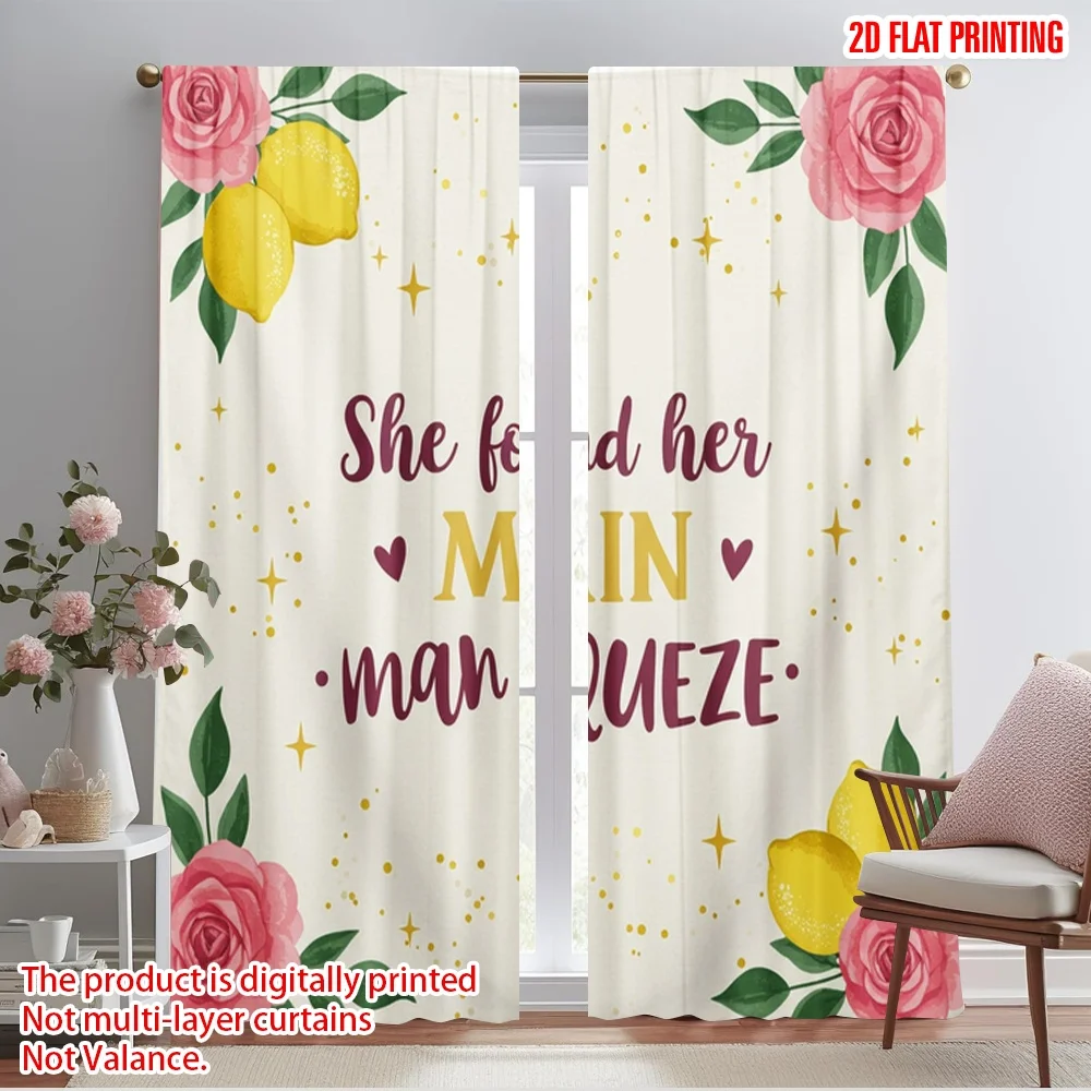 

2pcs 2D flat printing Curtains She Found Her Main Squeeze_b Fabric Without Electricity Festive Holiday for All Season