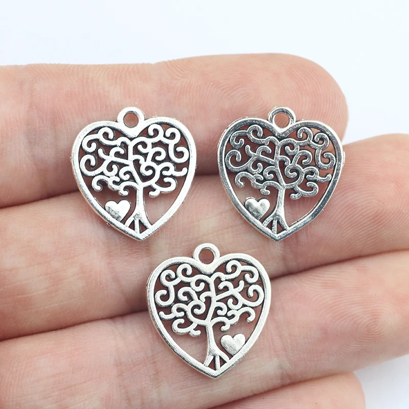 20 Pieces 17*18mm Zinc Alloy Antique Silver Color Tree of Life Charms Necklace Pendant Accessory For DIY Jewelry Handcraft