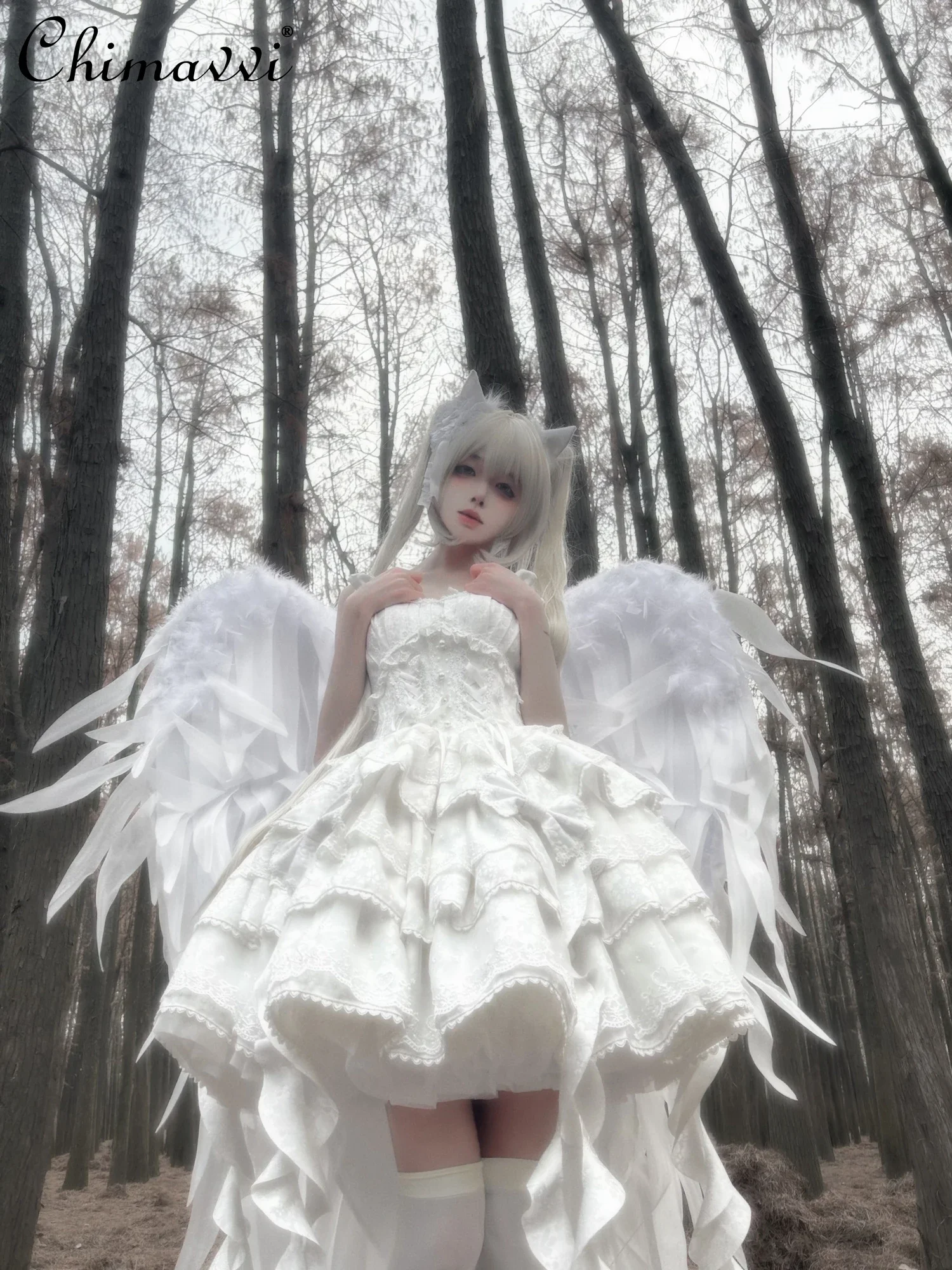 Original süßes Mädchen-Lolita-JSK-Kleid mit großer Schleife, einfarbig, schmale Passform, Damen-Geburtstagsfeier, Spitze, kurze Blumen-Hochzeitskleider