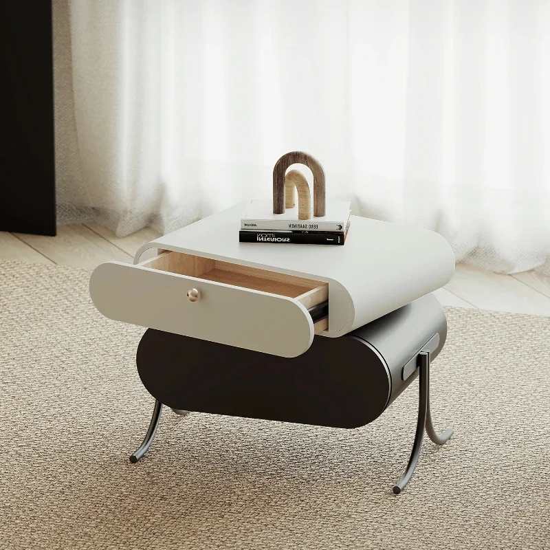 Cream Style Bedside Table Master Bedroom Bedside Storage Cabinet Shaped Square Table