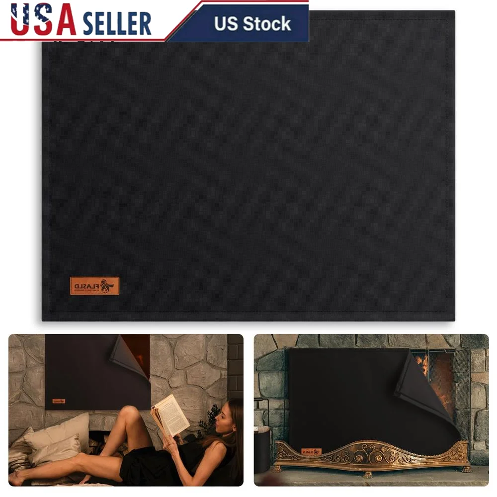 Ogranicznik przeciągania kominka Blokada utrata ciepła Magnes Osłony wewnętrzne Akcesoria kominkowe Tkanina ognioodporna Czarny 1800 ℉   Magnes Ogień