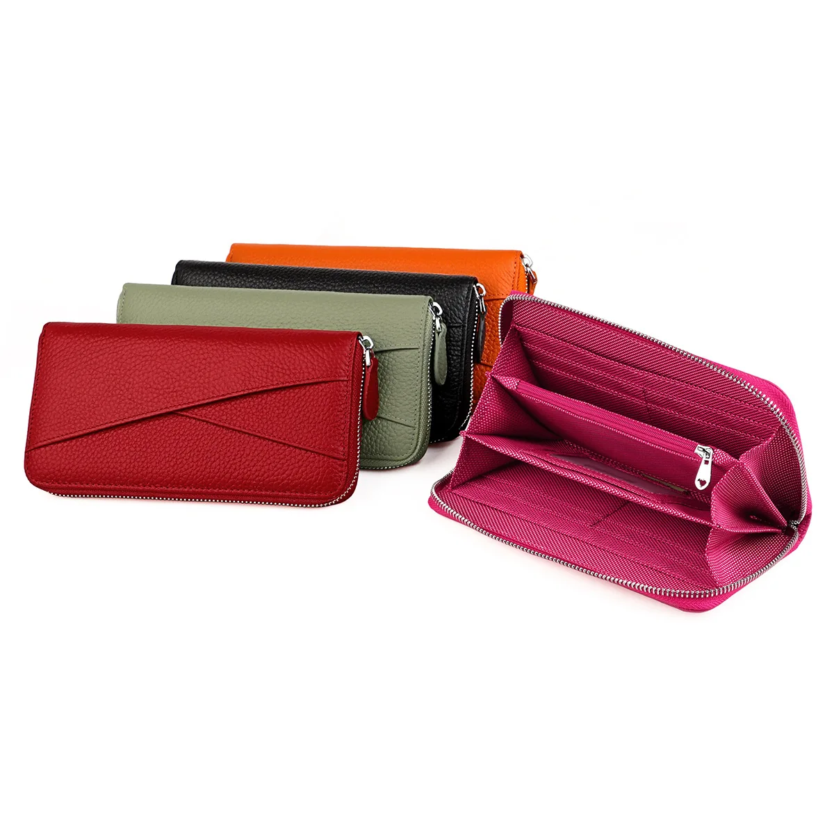 Womens Wallet RFID Leather Zip Around Wallet Large Capacity Minimalist Wallets Clutch Travel Credit Card Long Purse for Women