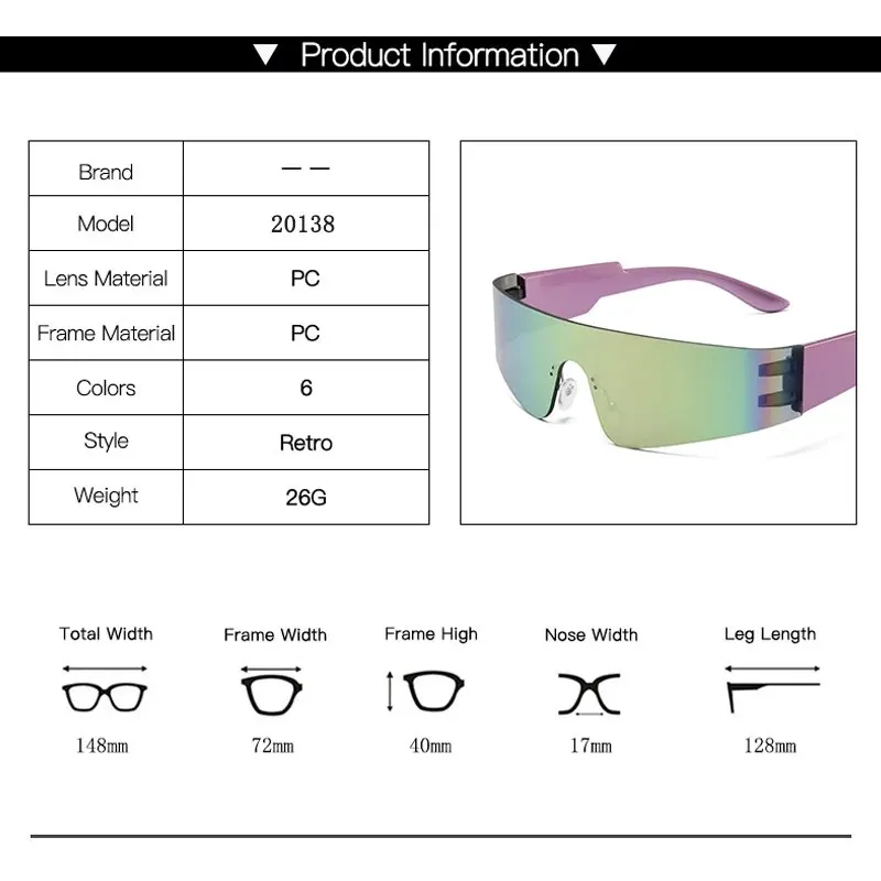 Futuristic Technology Y2k Street Photo Concave Shaped Shaped Special-shaped Sunglasses Connected Lenses Sunglasses image 6