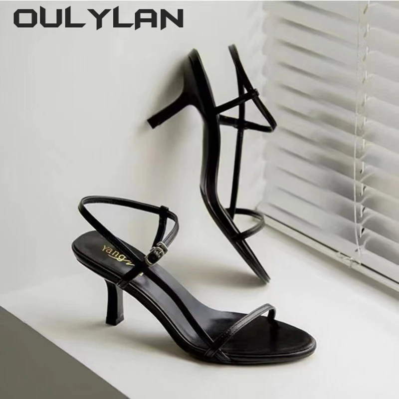 Oulylan  Sandals Open Toe Simple Style Office  Summer 2024 Women Narrow Band Sex High Heels Modern Footwear Lady Sandals