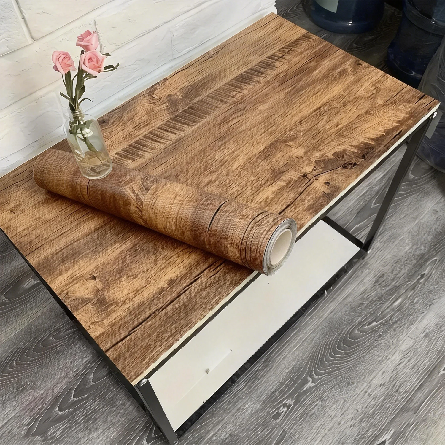 

Водонепроницаемая самоклеящаяся пленка под дерево шириной 55 см для дверей, шкафов, столешниц, современная мебельная пленка для обновления, обои, которые легко клеить и снимать