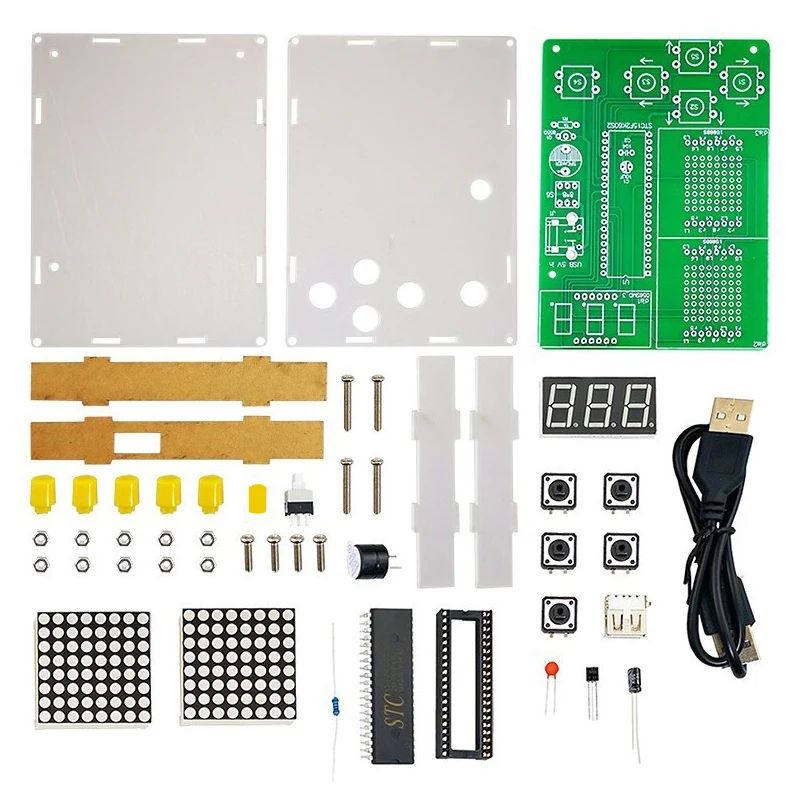 Zestaw Elektroniczny DIY do Tworzenia Pikselowych Gier, Zestawy do Ćwiczeń Lutowania, DIY Gra Wyścigowa Wężyk Samolot, Mikrokontroler 51, Zabawny Zestaw do Lutowania — zdjęcie produktu 2