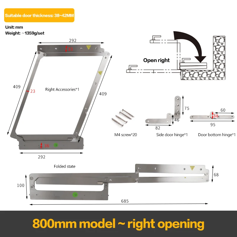 180 درجة لا أسفل المسار للطي الباب الأجهزة 304 مفصل من الفولاذ المقاوم للصدأ توفير المساحة غرفة نوم الحمام خزانة شقة أضعاف #5