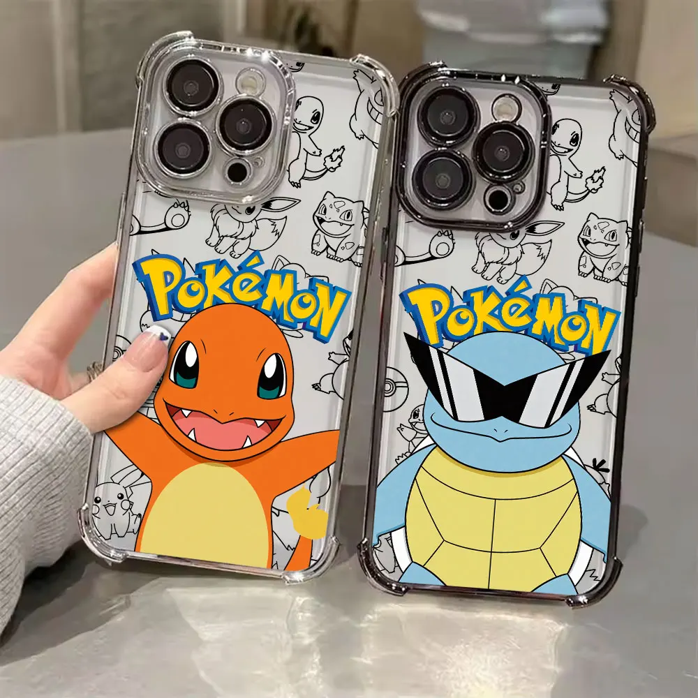 Charmanders Squirtles Psyducks Bulbasaurs Anime Handyhülle für iPhone 18 13 15 16 17 Pro Max 14 Plus 11 17Air 16E 13 Klare Hülle
