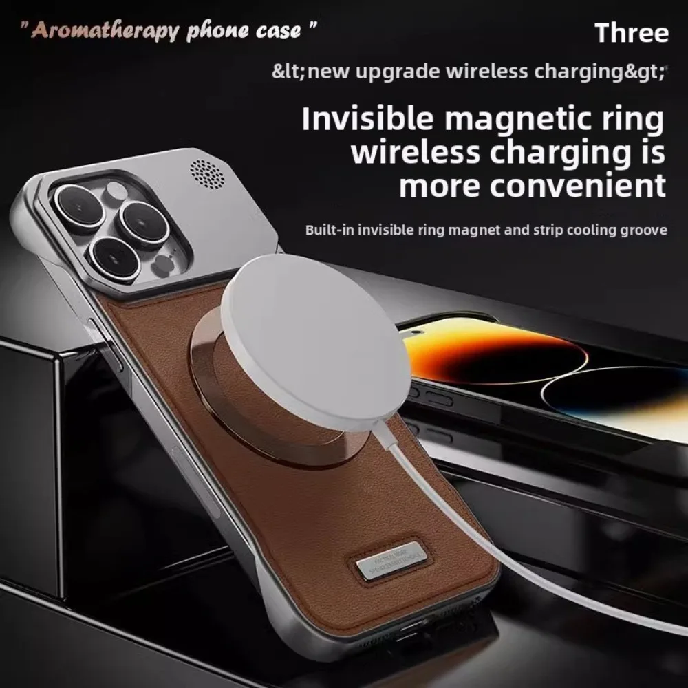 

For IPhone 11 12 13 14 15 16 17 Pro Max Plus - Luxury Magnetic PU Leather Case Aromatherapy Design Wireless Charging