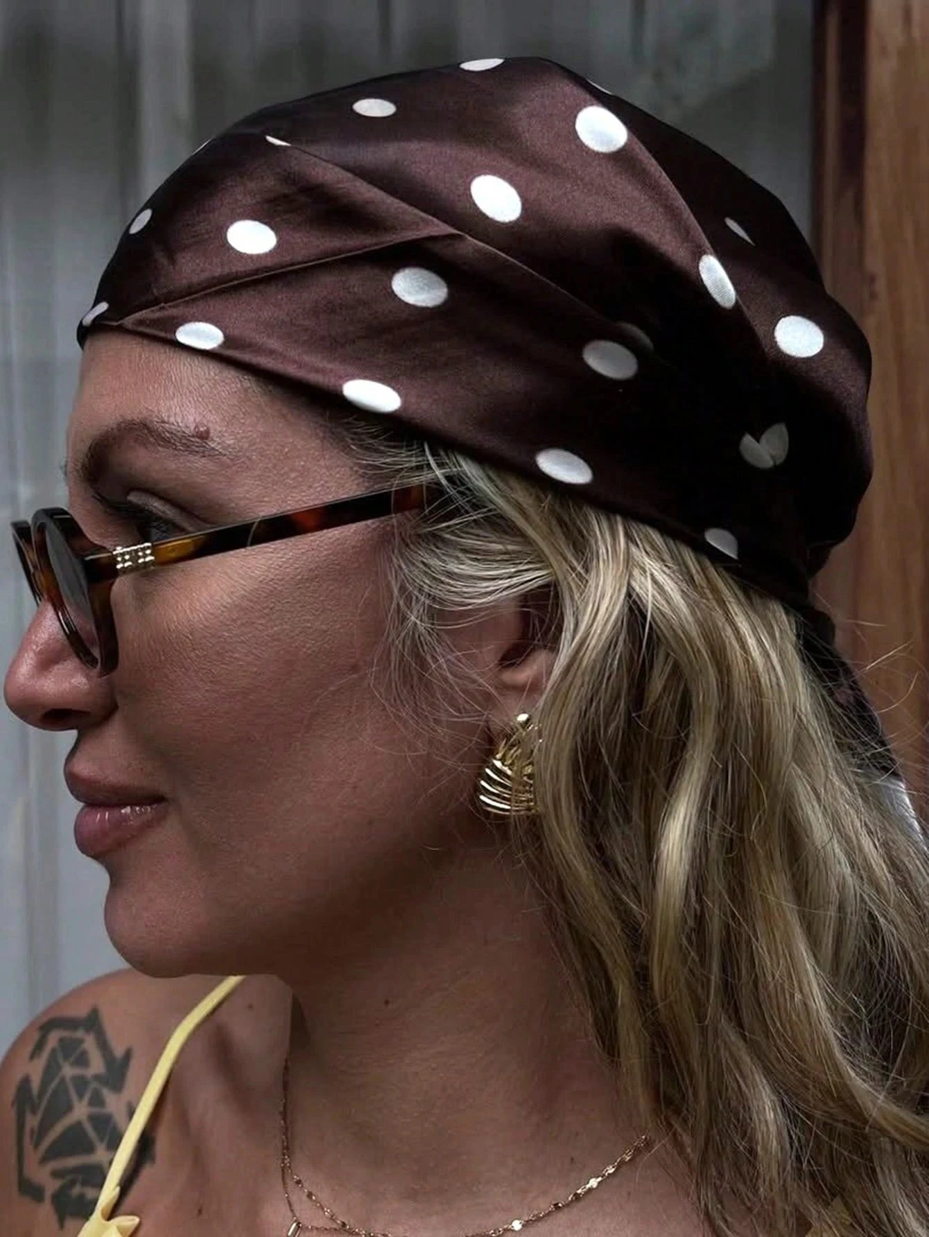 Foulard carré imprimé à pois pour femmes, châle en soie, bandes de cheveux, bandeau, Hijab en Satin, Bandana, 2022