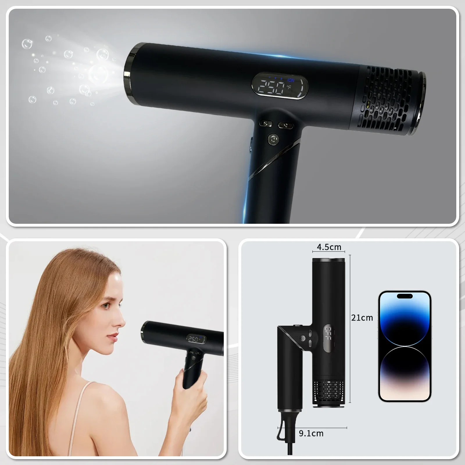 2024 Professional Hair Dryer High Speed Hair Dryer With 2.5 Meter Long Cord