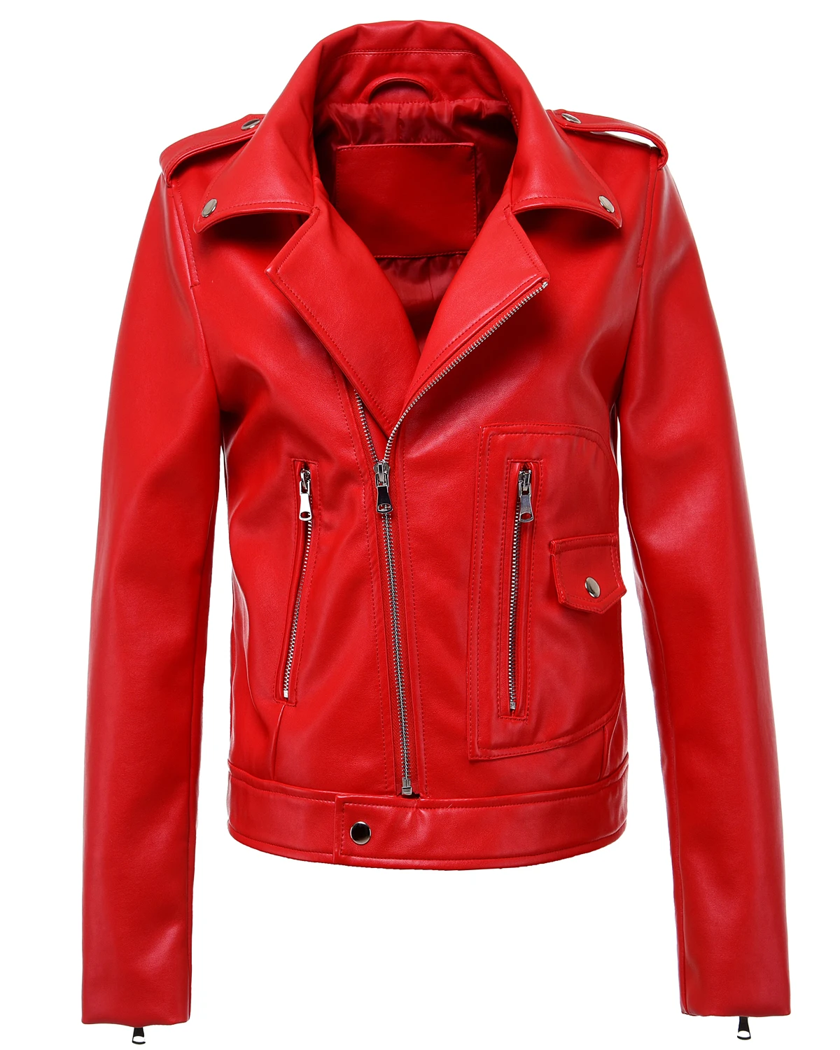 Women\'s Zipper Motorcycle Biker Faux Leather Jackets Crop Short Coat