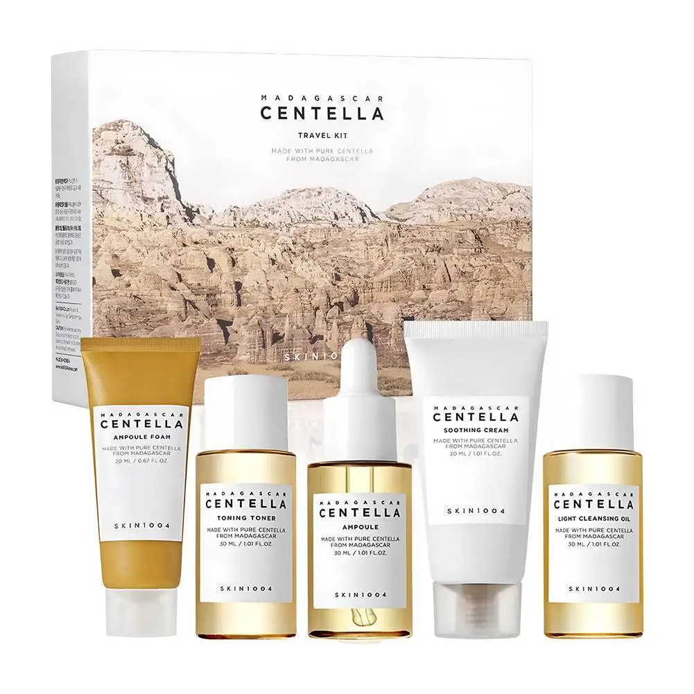 

SKIN1004 Centella Asiatica Skin Care Travel Set (30ml Toner, 30ml Essence, 20ml Cleanser, 30ml Cream, 30ml Makeup Remover Oil)