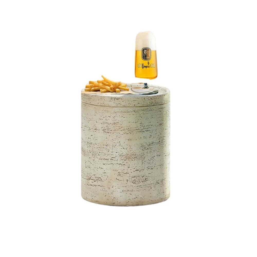 

'Modern Brown Cement round Side Table Indoor Outdoor Garden Furniture Home Living Room Bedroom Hotel Coffee Tables Accent