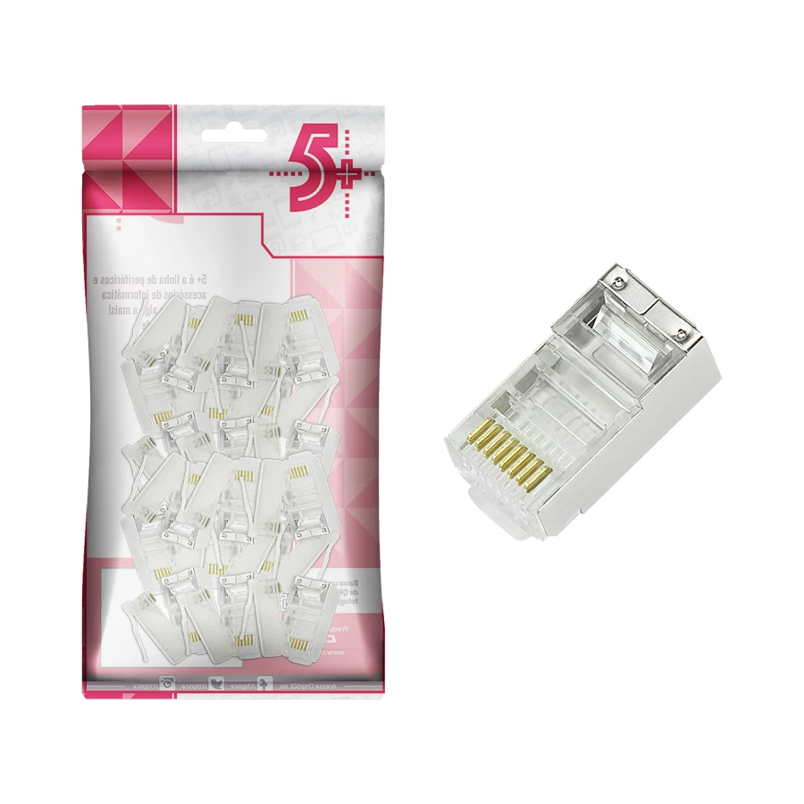 Kit With 100 Armored Rj45 Cat5e Connectors For Network Cable