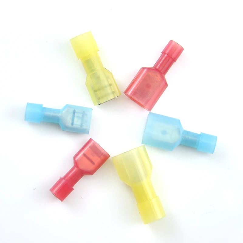 20 Pairs FDFN1.25-250 Spade Crimp Connectors Nylon Fully Insulated Electrical Wire Cable Crimp Terminals Kit Set 22-16 -14 AWG
