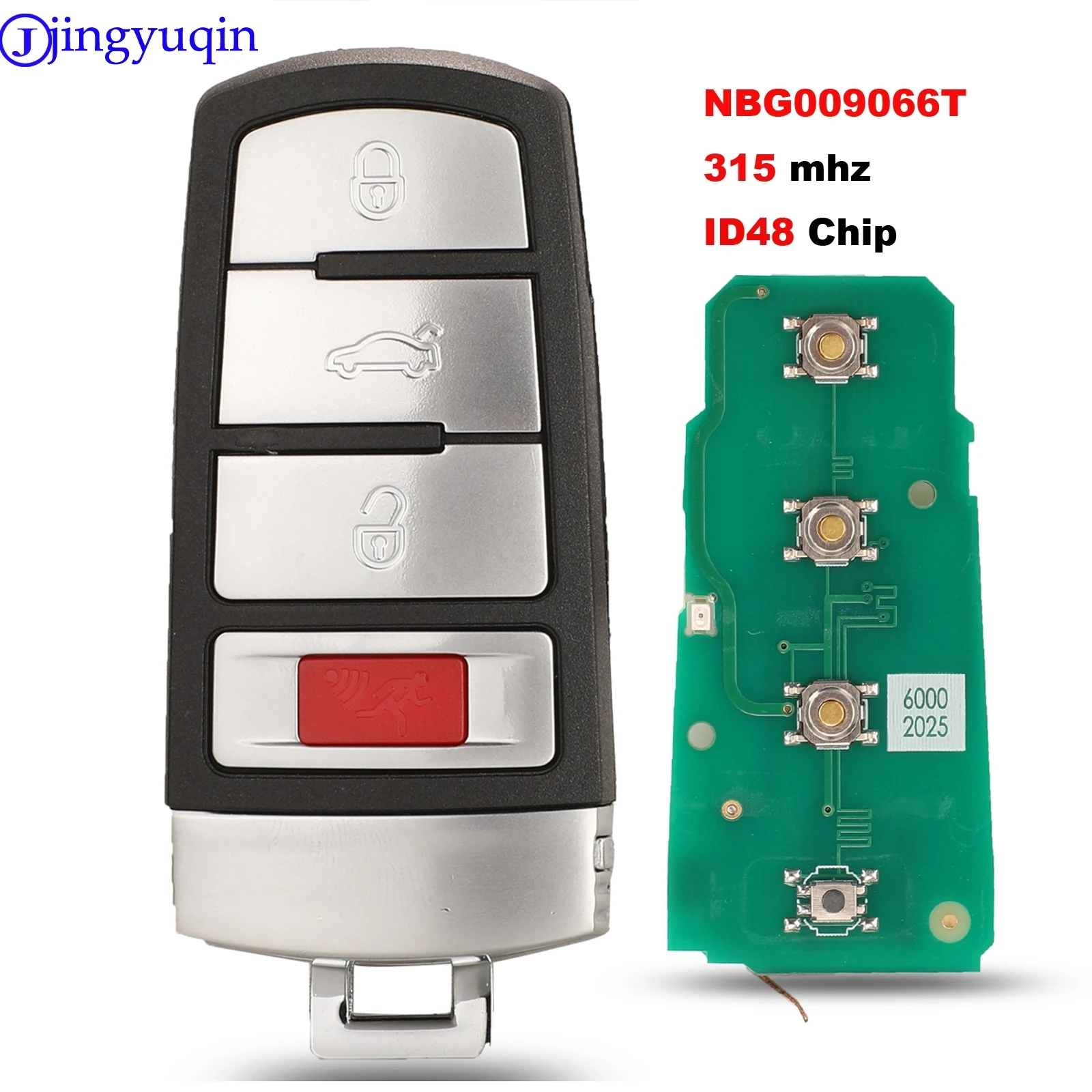 jingyuqin New Smart Remote Car Key 315Mhz ID48 Chip For Vw Passat CC 2006 2007 2008 2009 2010 2011 2012 2013 NBG009066T