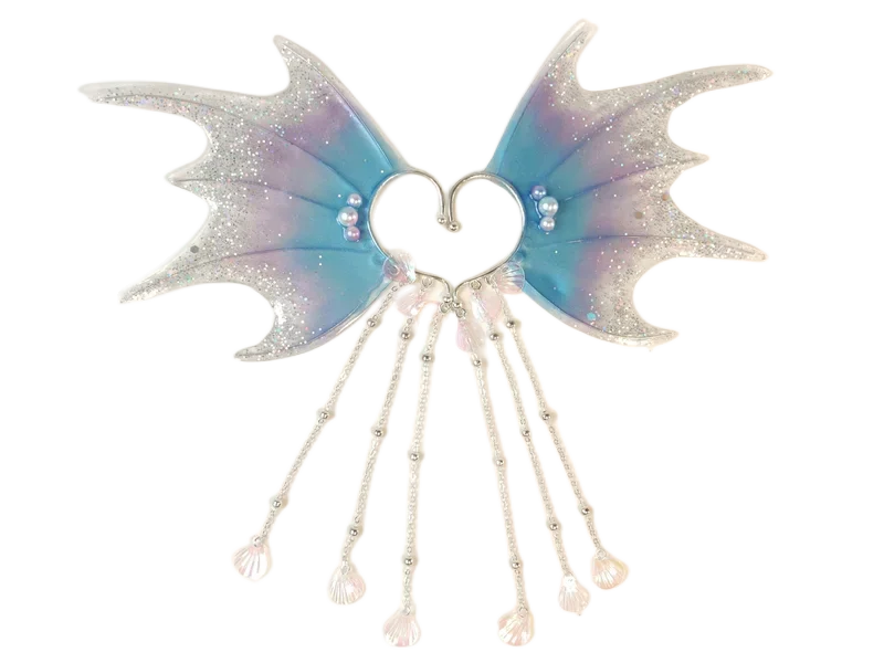 NEW Mermaid Ears COS Gradient Shark Ears Headdress Fairy Wizard Hair Accessories Shark Ears Mermaid Props Photo Cosplay 6