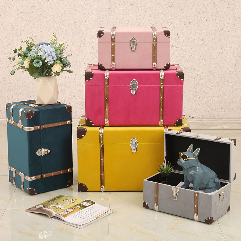 

Nordic wedding photography ornament studio clothing store decorative leather case American color retro home storage storage box