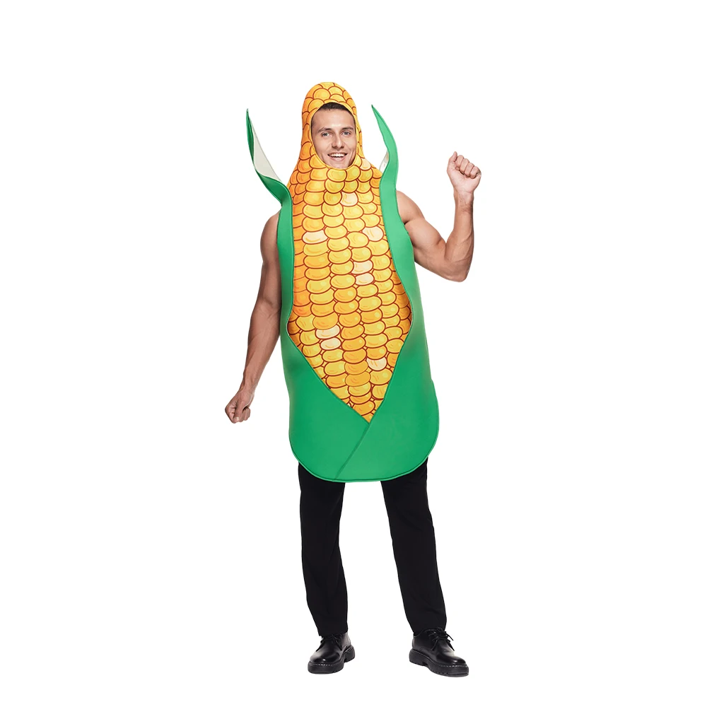 Adult Corn Cob Costume Funny Halloween Vegetable Fancy Dress for Men Women Carnival Easter Purim Fancy Dress